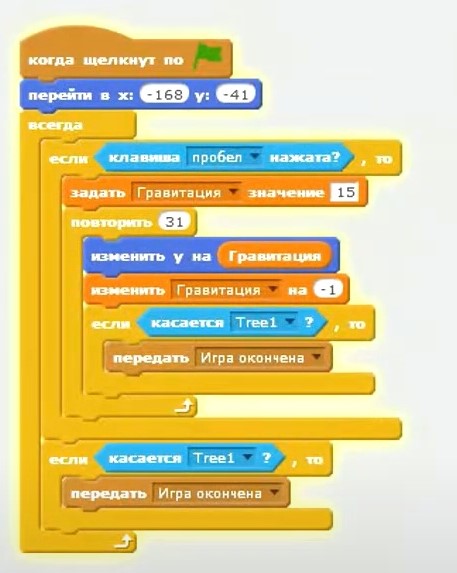 подробный цикл для дублирования команды в игре Динозаврик