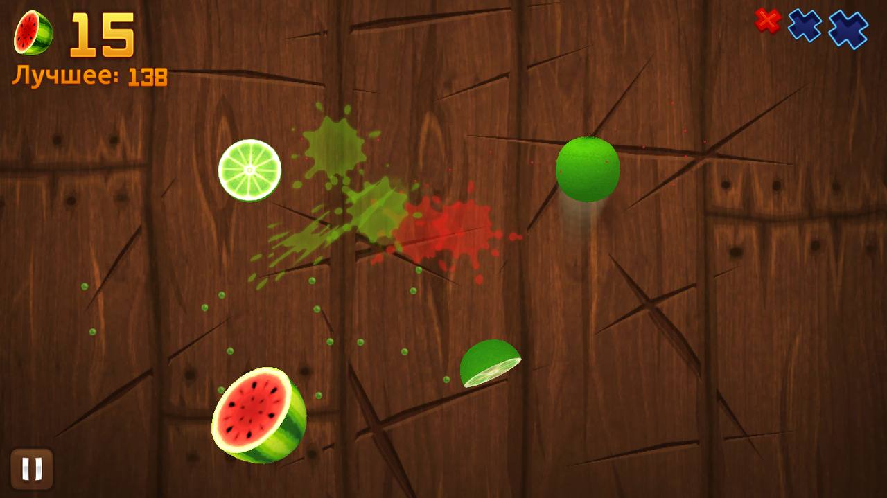 Интерфейс оригинальной игры Fruit Ninja