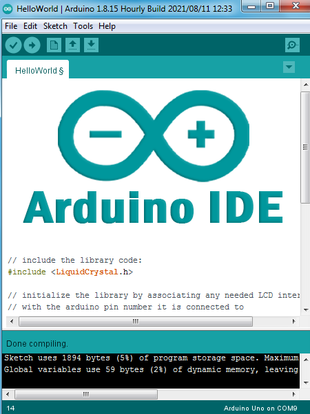 Стартовая страница Arduino IDE